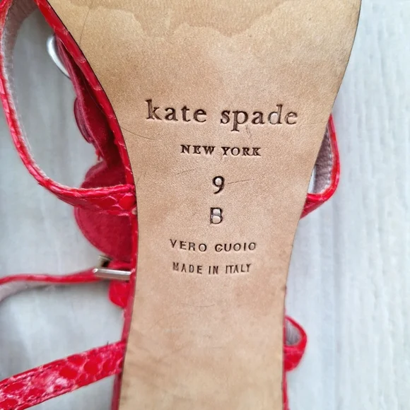 Kate Spade Red Idalou Parrot Sparkly Gem Ankle Strap Heels - Size 9 - Picture 12 of 13